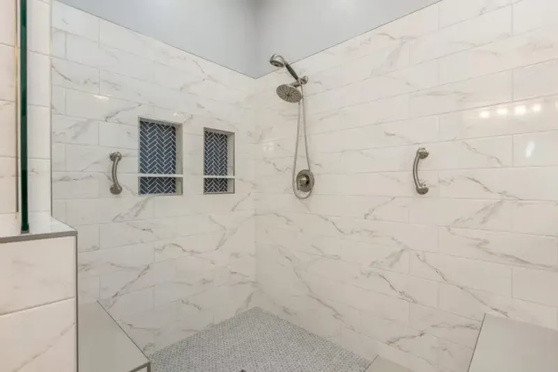 marble shower triple niche accent tile 800