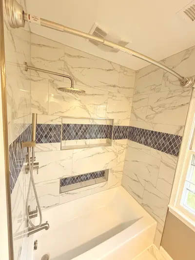 marble shower diamond niche rain head