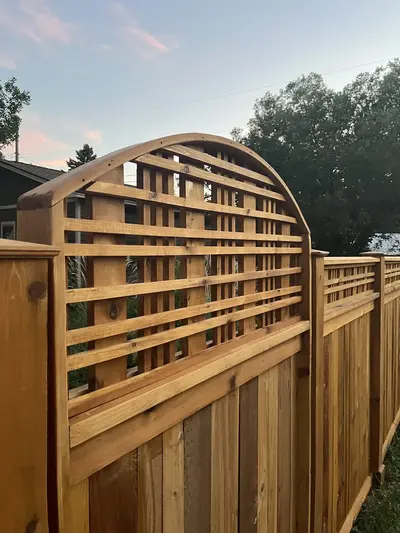 cedar fence arched lattice closeup