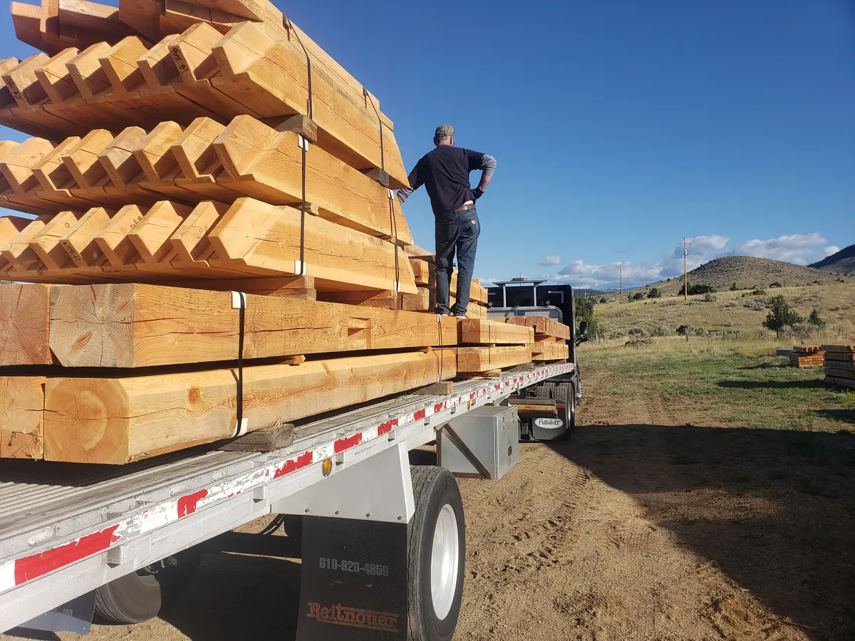 Completed timber frame cabin structure